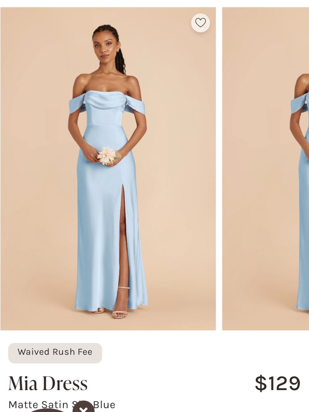 Birdy Gray Mia Dress - Matte Satin Sky Blue Off-Shoulder Bridesmaid Dress